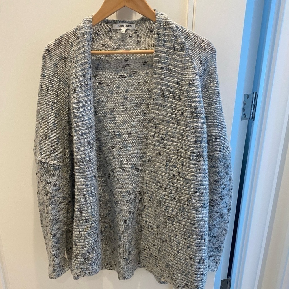 Heartloom Gray Marled Open Front Chunky Knit Cardigan Sweater Size M